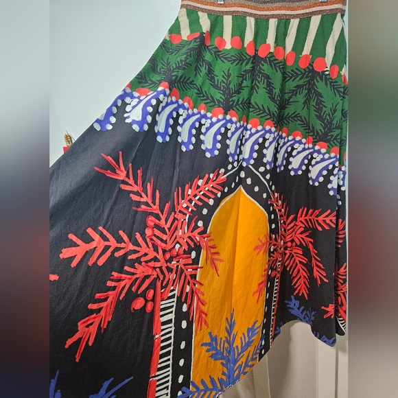 Oliphant XL Boho Maxi Skirt Multicolor Hand Block Print India Cotton - Picture 6 of 11